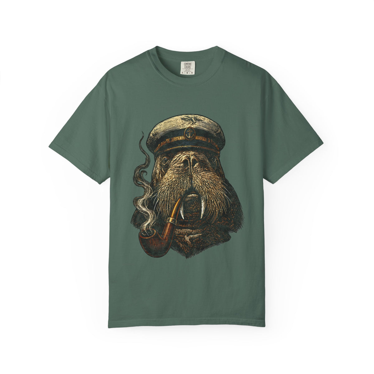 Captain Walrus Shirt, Vintage Sailor Tee, Retro Nautical Boat Captain, Smoking Pipe Animal Boat Shirt, Sea Captain Gift Comfort Colors® Tee