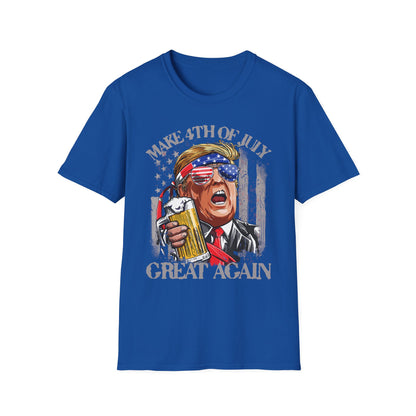 Make 4th of July Great Again Trump Beer Drinking T-Shirt