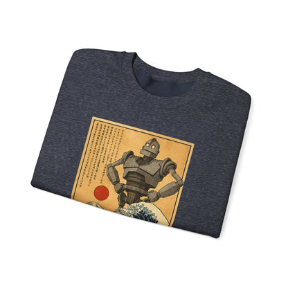 Mecha Shadows Over Fuji Retro Anime Sweatshirt