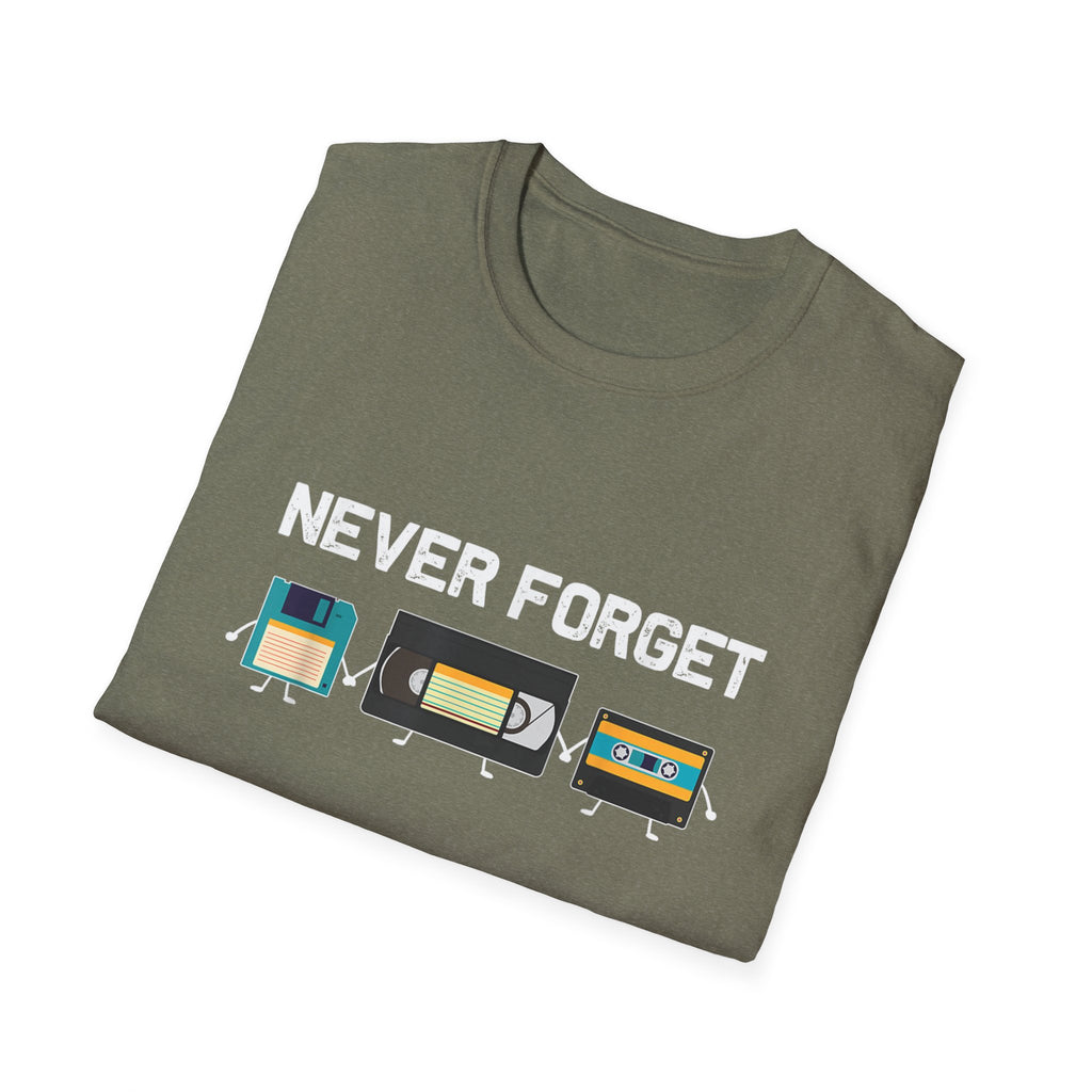 VHS Tape Cassette Floppy Disk – Never Forget Retro T-Shirt