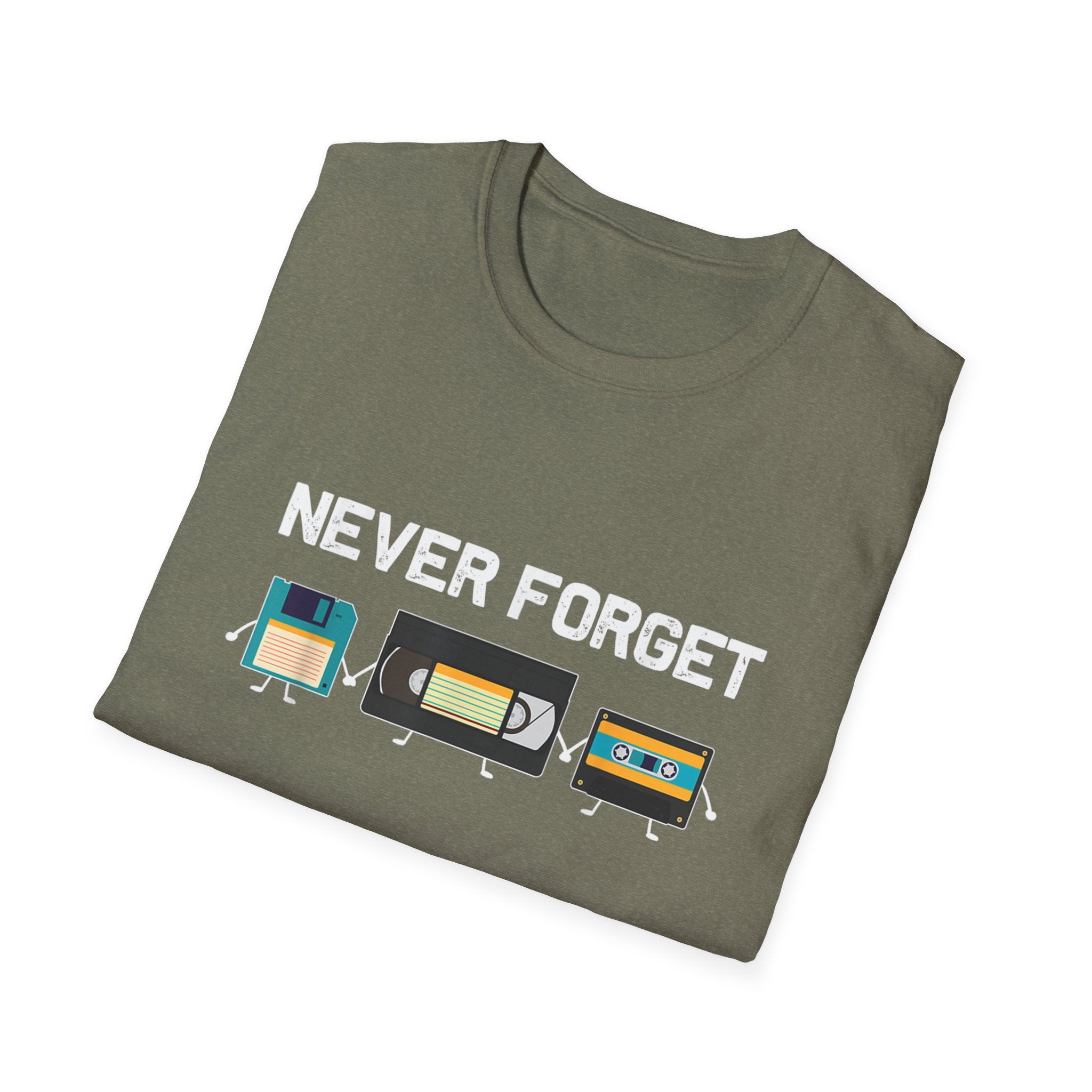 VHS Tape Cassette Floppy Disk – Never Forget Retro T-Shirt