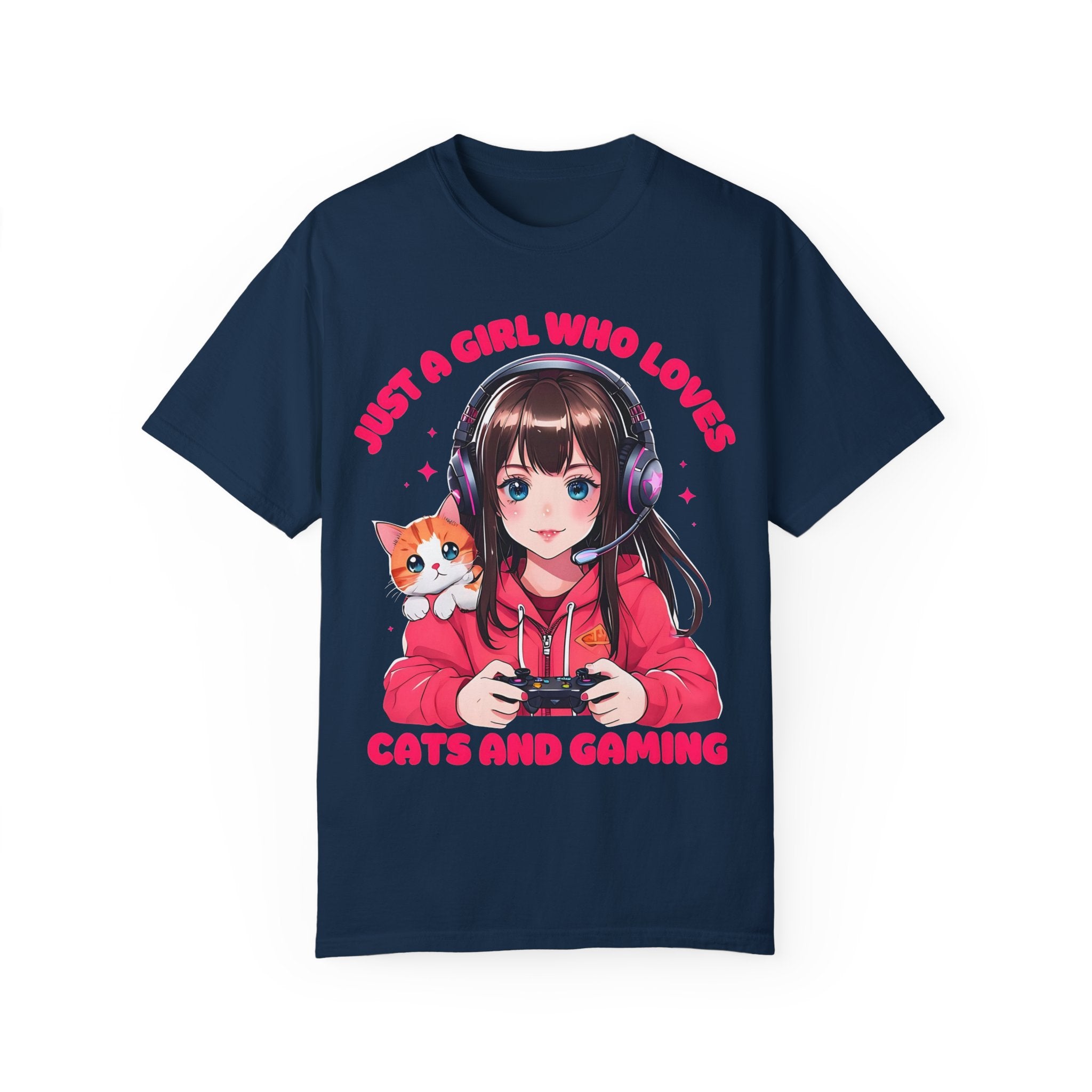 Just A Girl Who Loves Cats and Gaming T-shirt