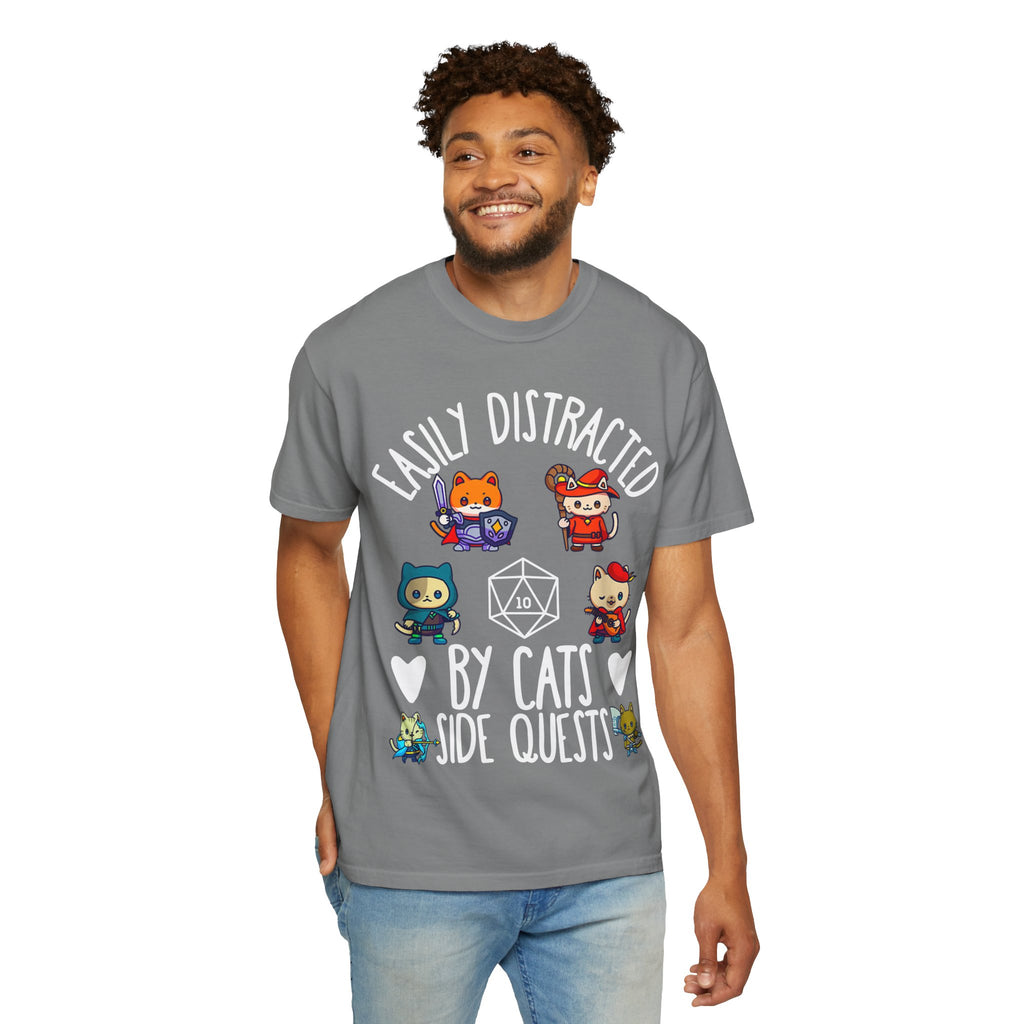 Easily Distracted by Cats and Side Quests T-shirt