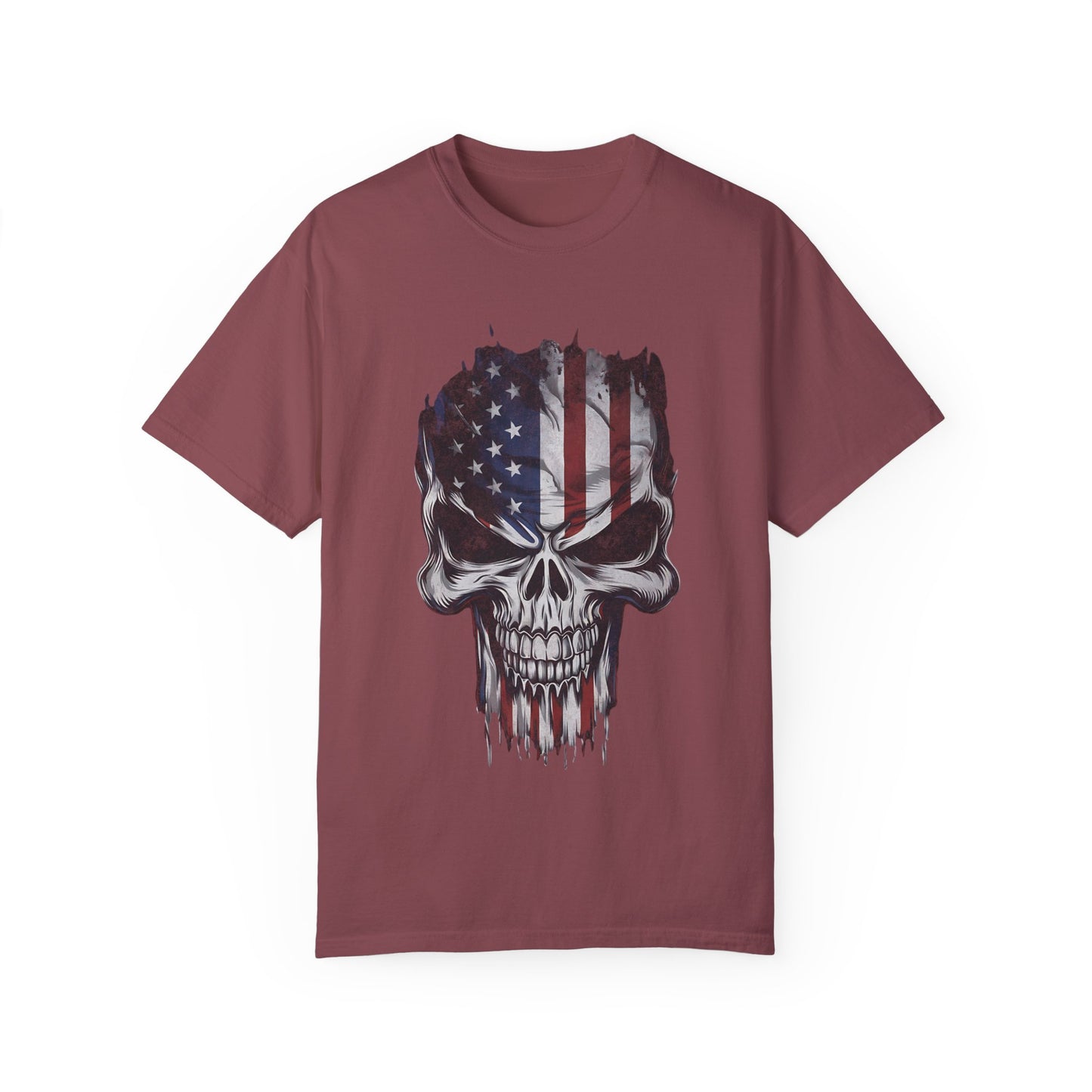 America Skull Face US Flag T-shirt