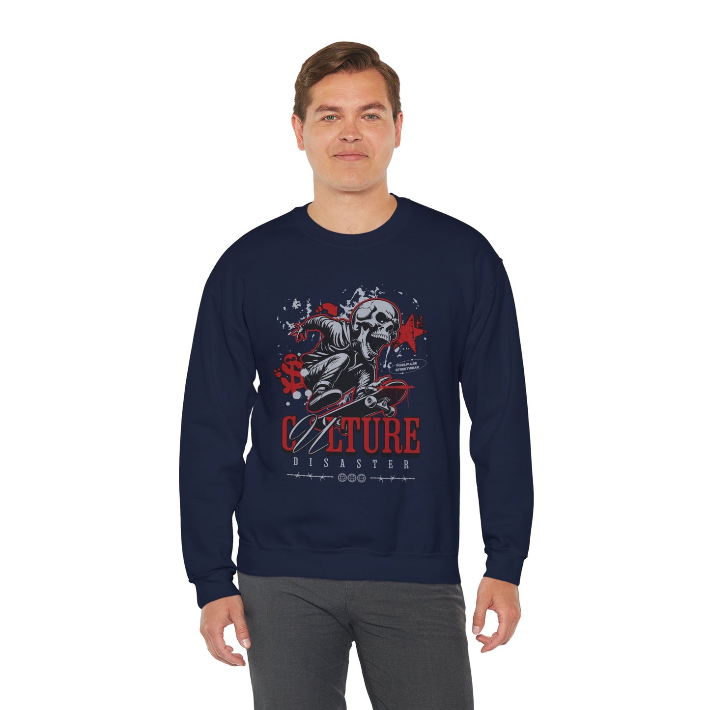 Funny Skull "Culture is a Disaster" Streetwear Sweatshirt