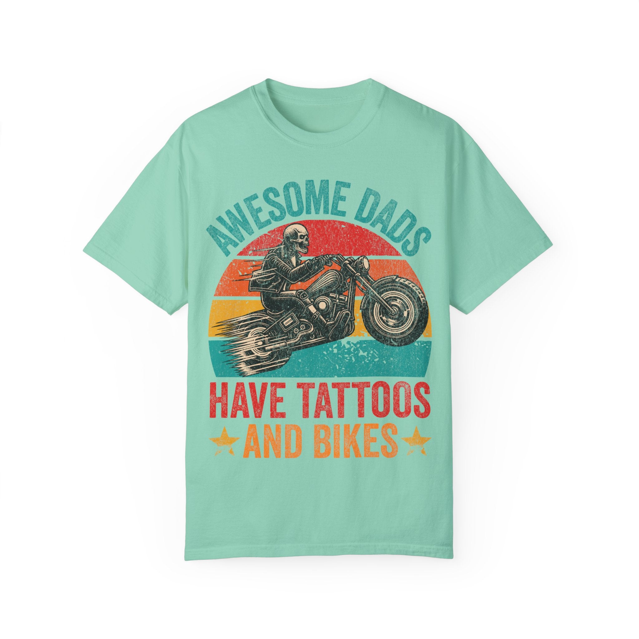 Awesome Dads Have Tattoos and Bikes – Father’s Day Biker T-shirt