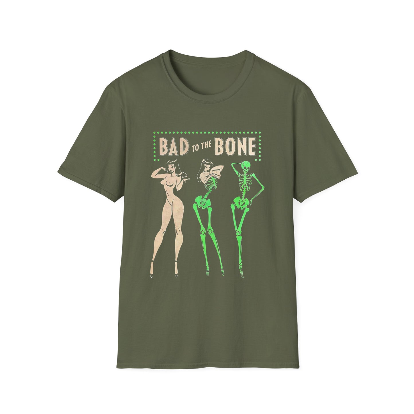 Bad to the Bone Halloween Skeleton Woman Baddie T-Shirt