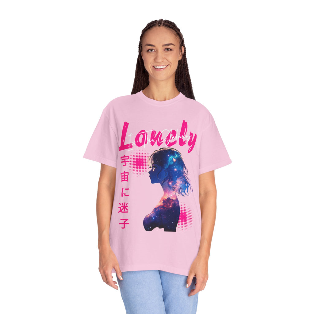 Lonely Space Galaxy Anime Girl T-shirt