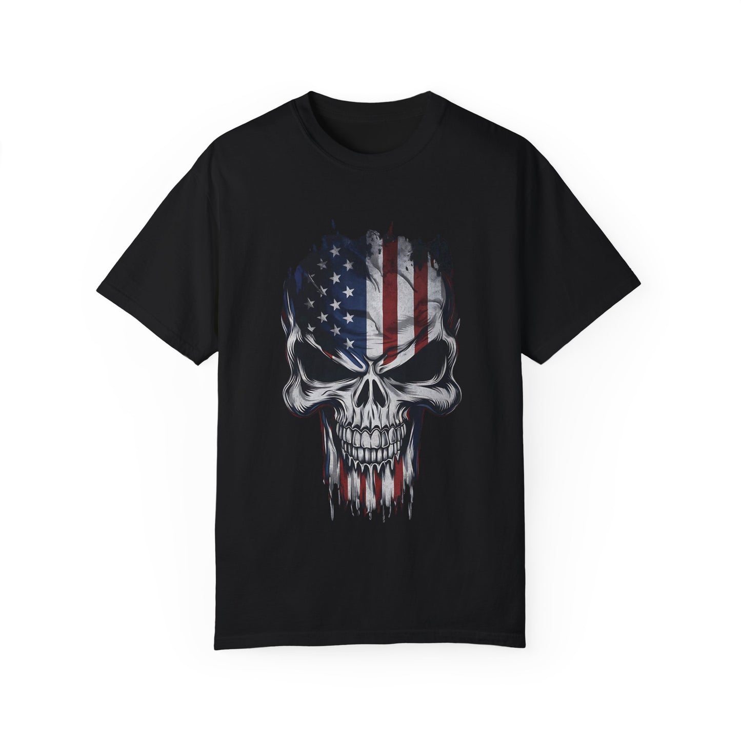 America Skull Face US Flag T-shirt
