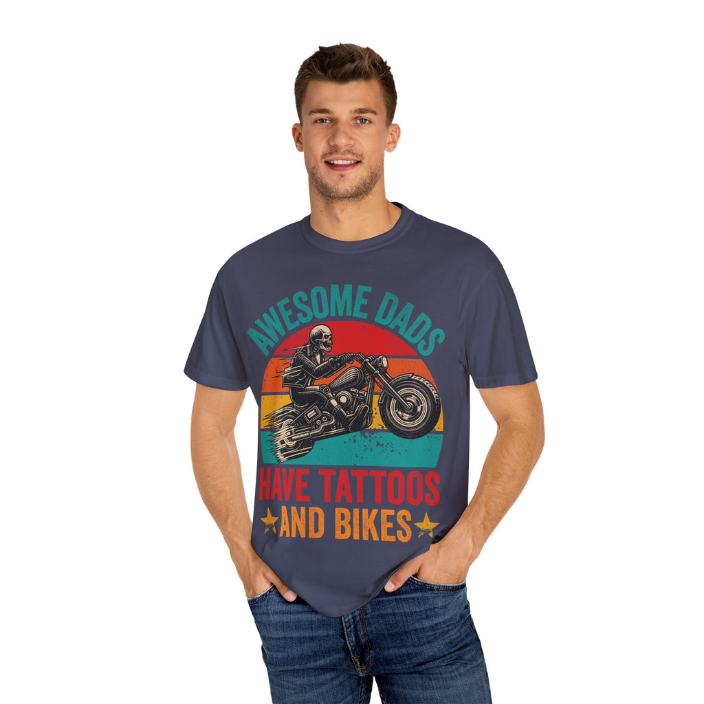Awesome Dads Have Tattoos and Bikes – Father’s Day Biker T-shirt