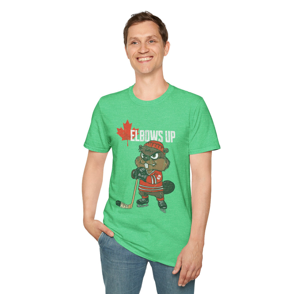 Beaver Hockey Elbows Up Canada Graphic Shirt