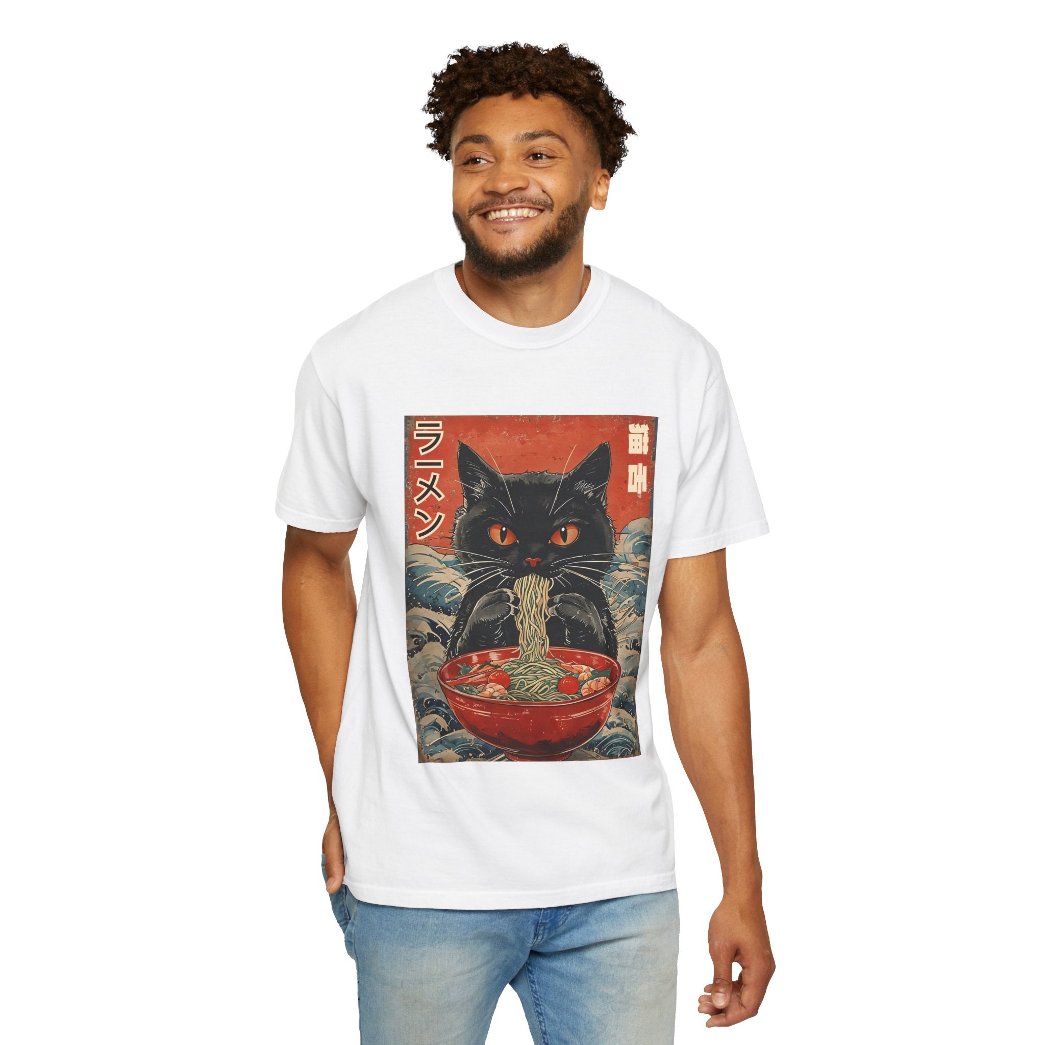 Japanese Cat Eating Ramen T-shirt