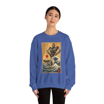 Mecha Shadows Over Fuji Retro Anime Sweatshirt