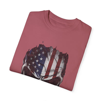 America Skull Face US Flag T-shirt