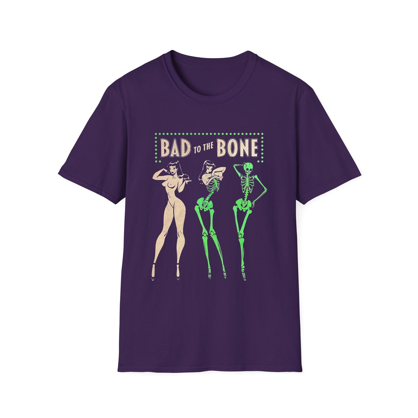 Bad to the Bone Halloween Skeleton Woman Baddie T-Shirt