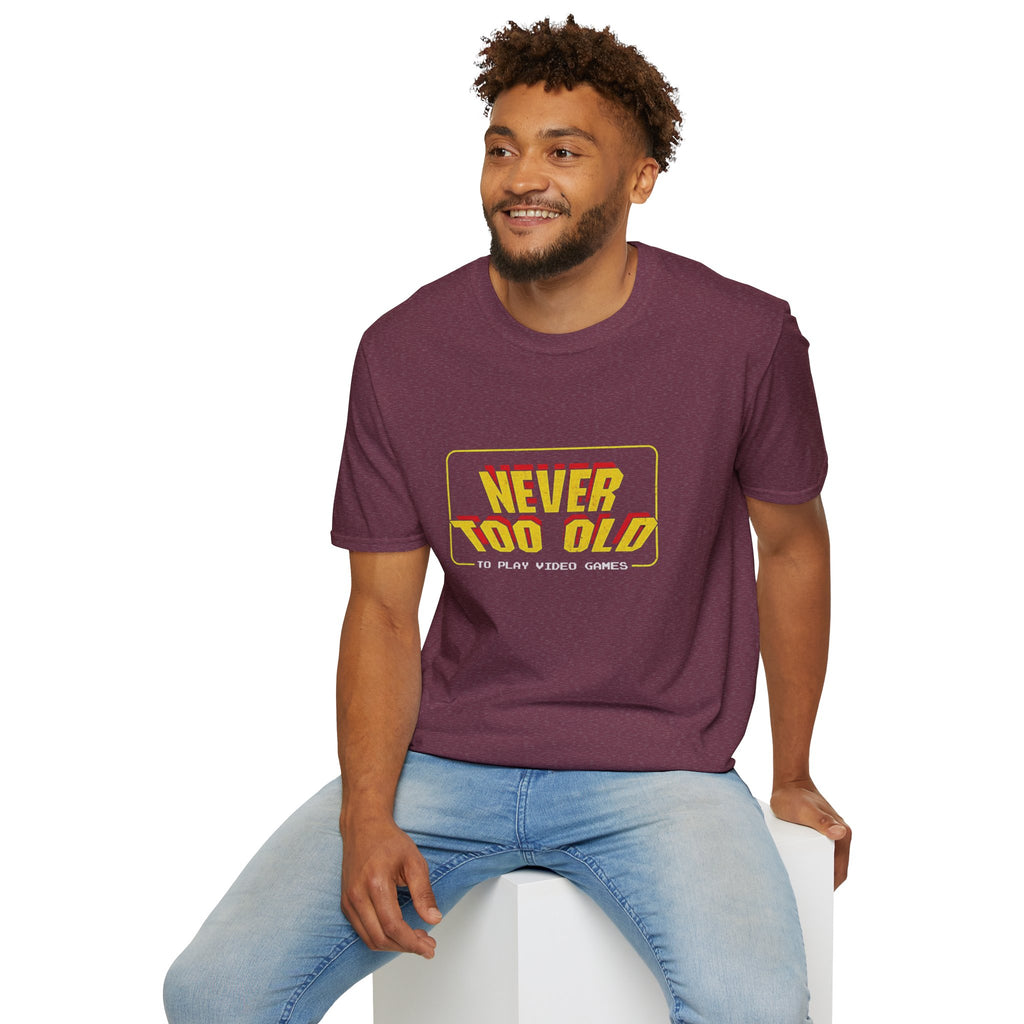Never Too Old to Play Video Games Funny Retro Gamer T-Shirt
