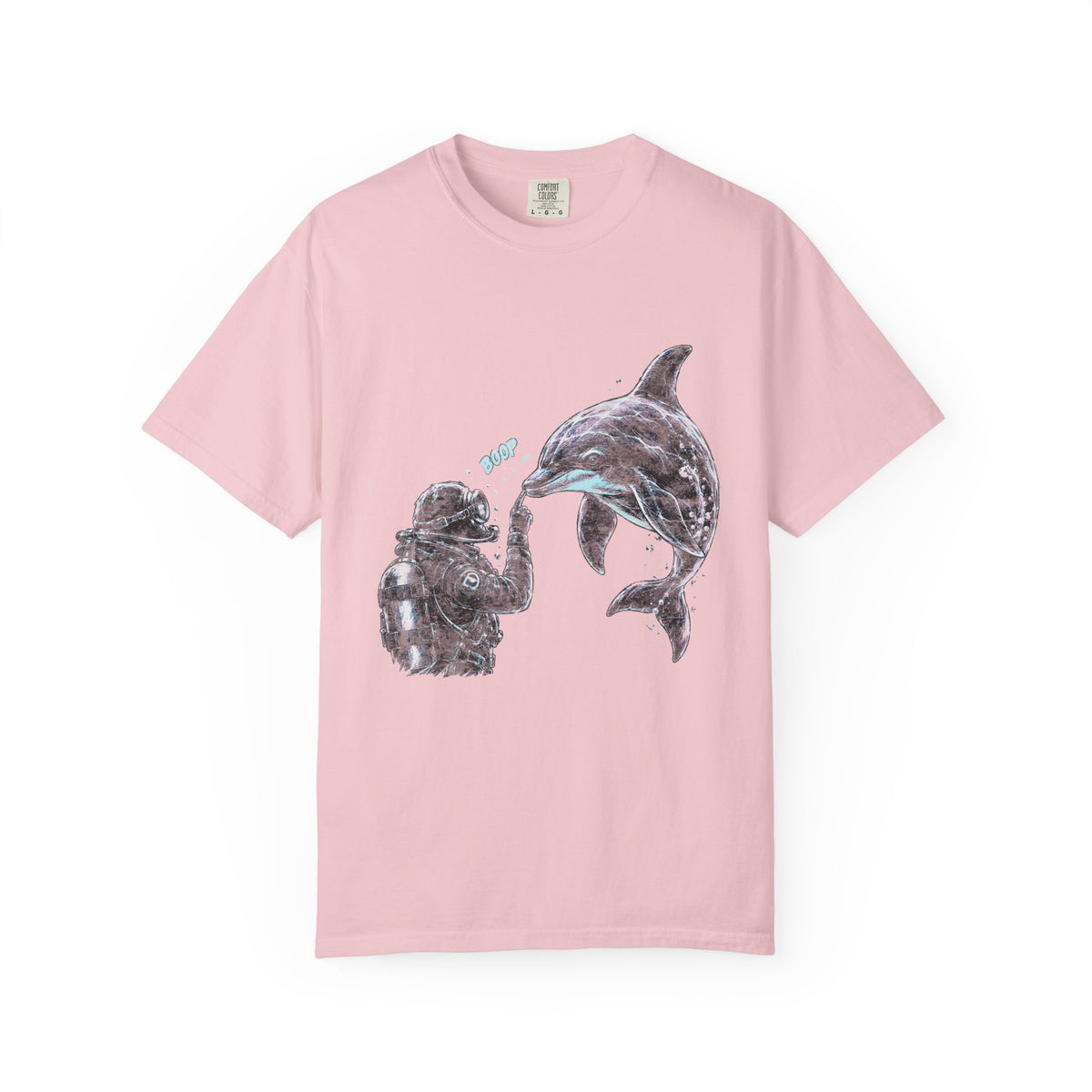 Scuba Diver Dolphin Shirt, Vintage Ocean Graphic Tee, Deep Sea Diver Gift, Cute Marine Life Apparel, Scuba Diving Lover Top | Comfort Col...