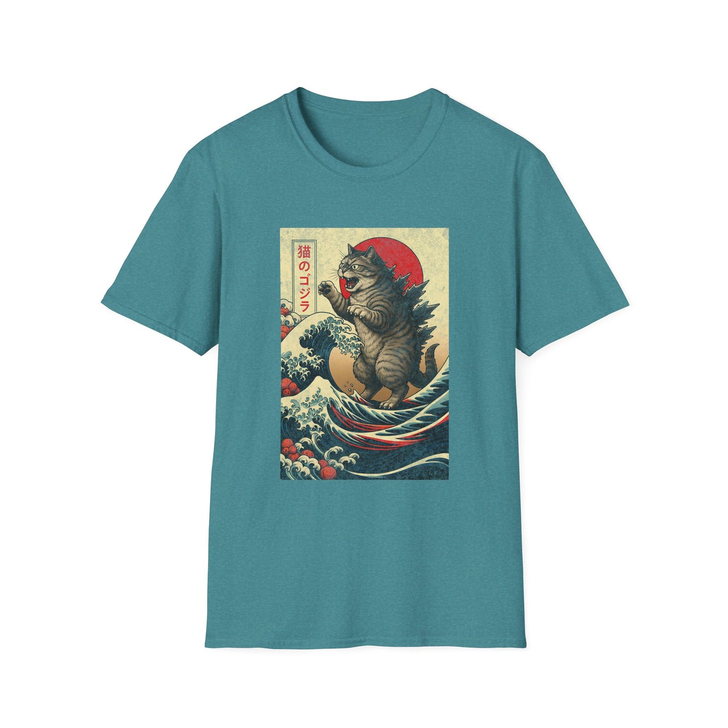 Japan Wave Landscape Catzilla Kaiju T-Shirt