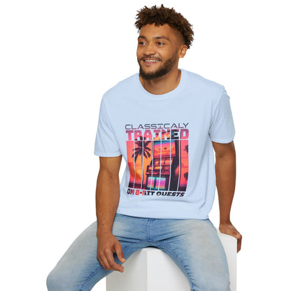 Synthwave Retro Classically Trained on 8-Bit Quests Arcade T-Shirt