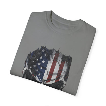America Skull Face US Flag T-shirt