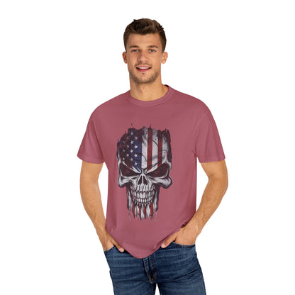 America Skull Face US Flag T-shirt