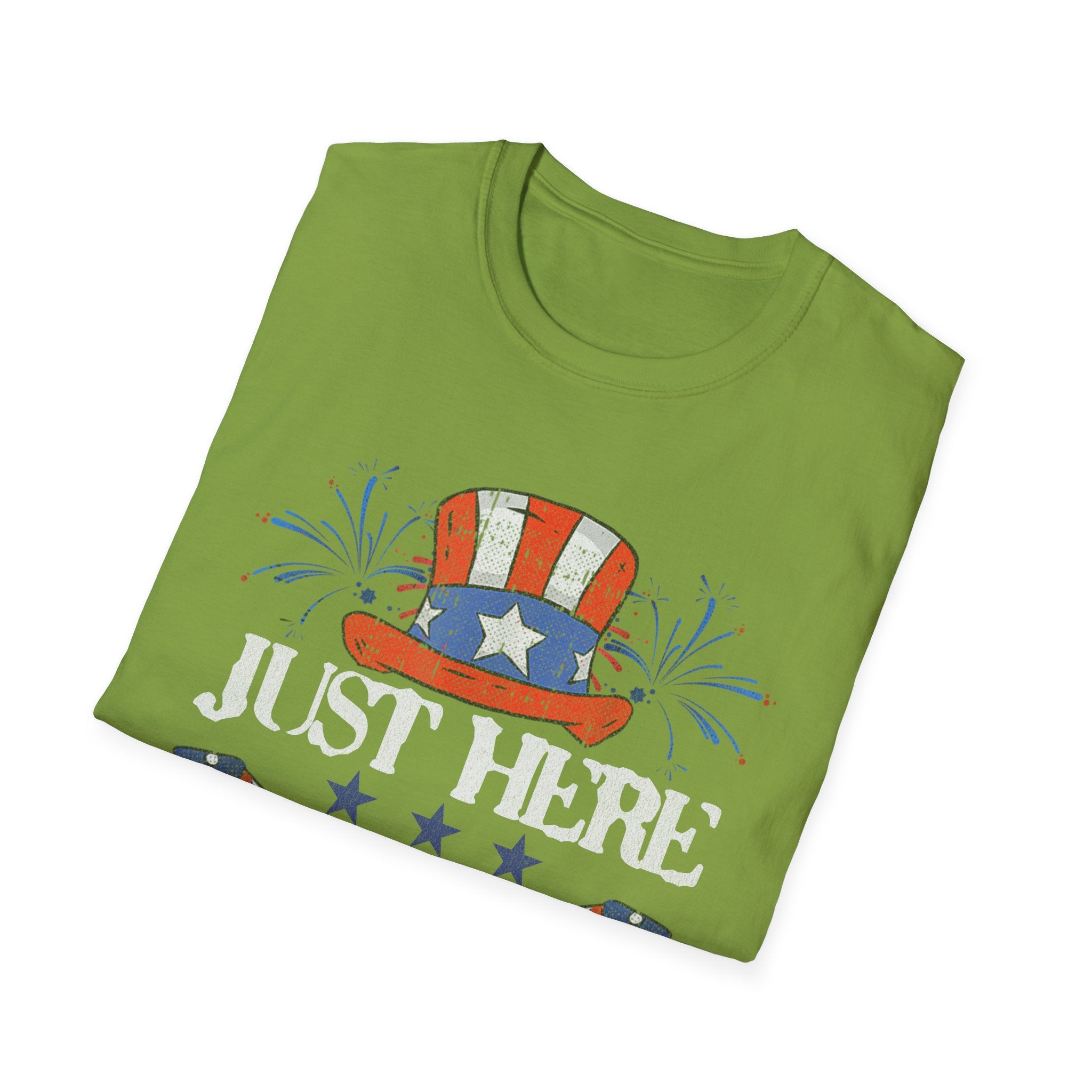 Just Here to Bang 4th of July Adult T-Shirt