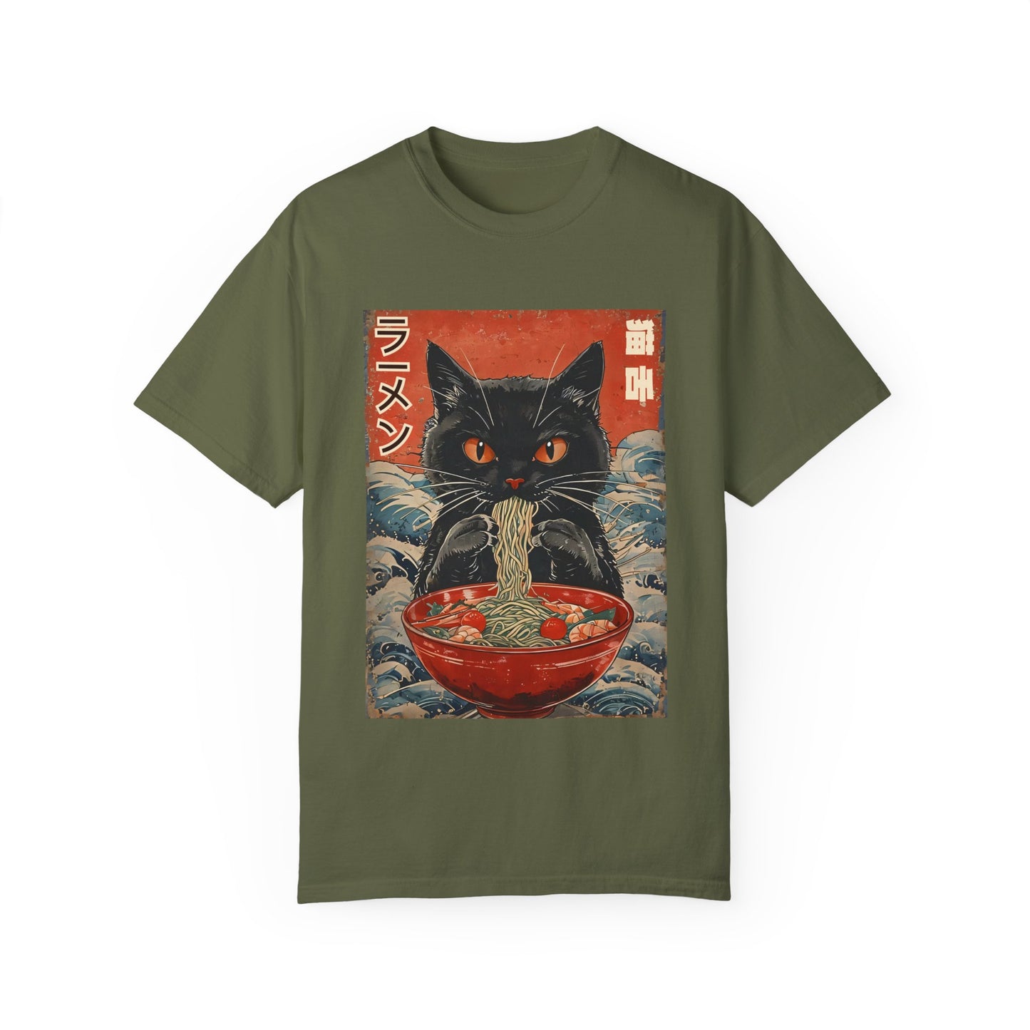 Japanese Cat Eating Ramen T-shirt