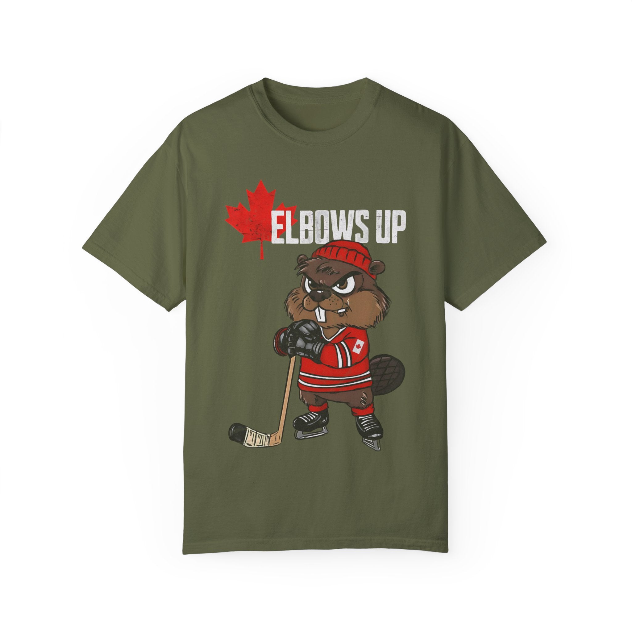 Elbows Up Canada Beaver Hockey Player T-shirt