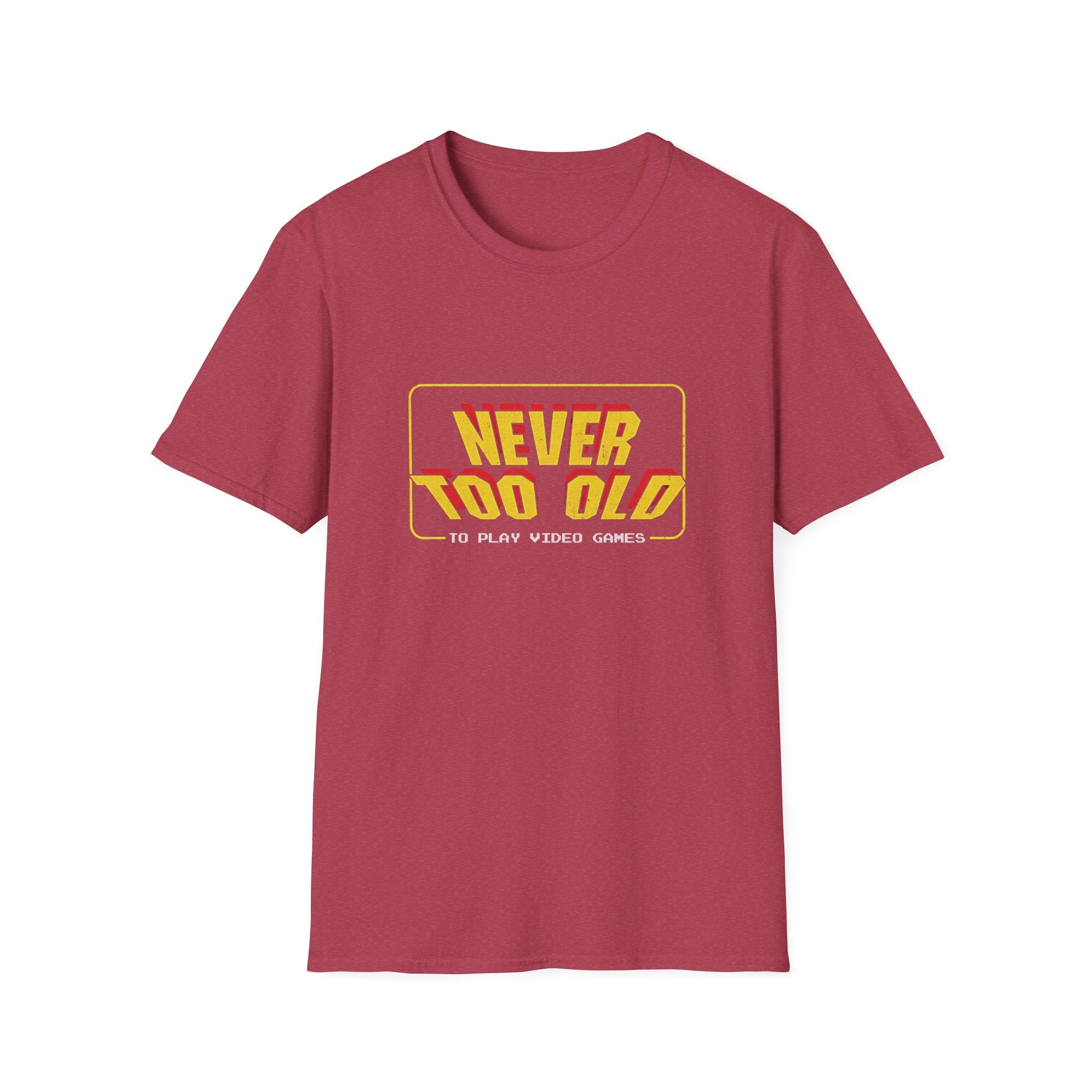 Never Too Old to Play Video Games Funny Retro Gamer T-Shirt