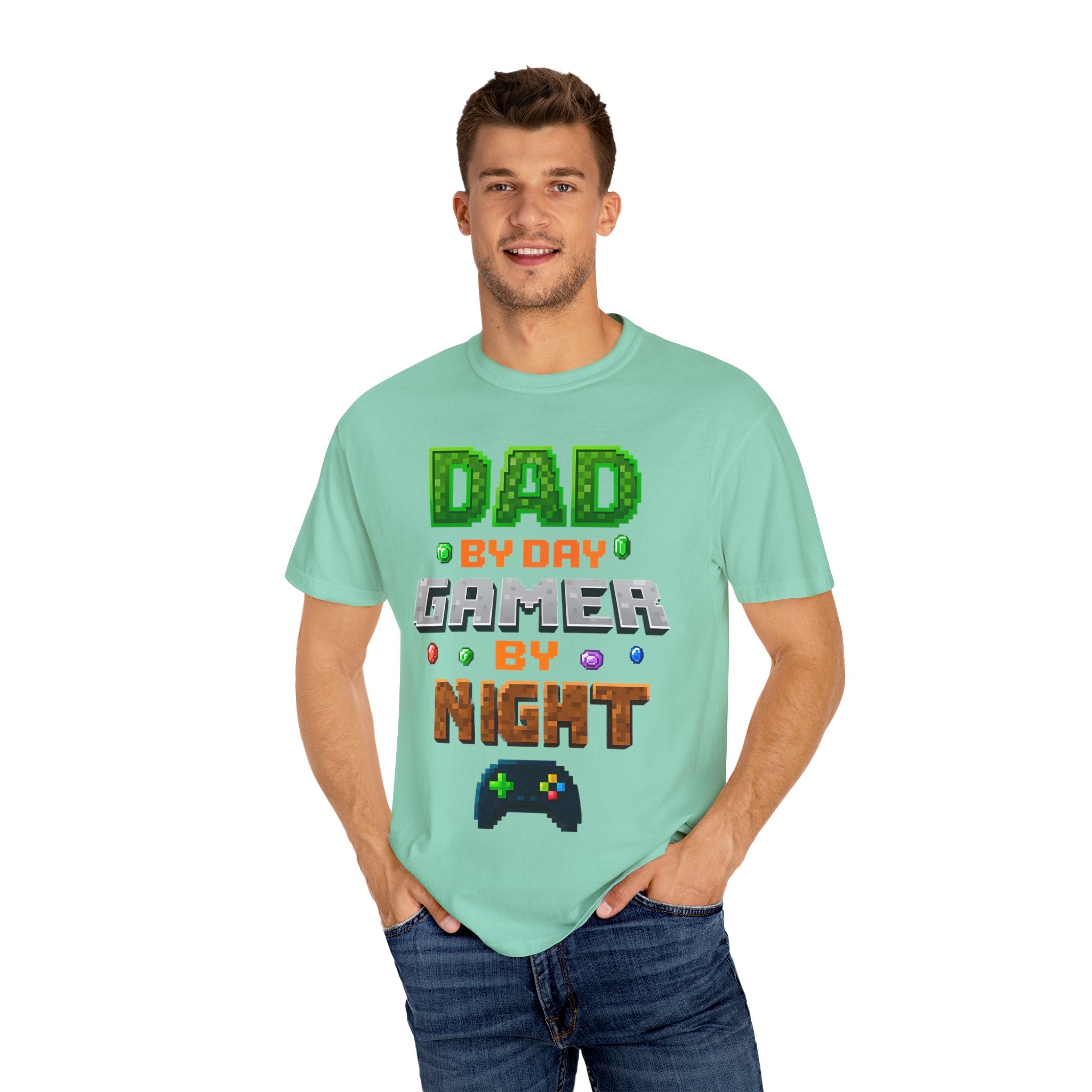 Dad By Day, Gamer By Night – Pixel Hero T-shirt
