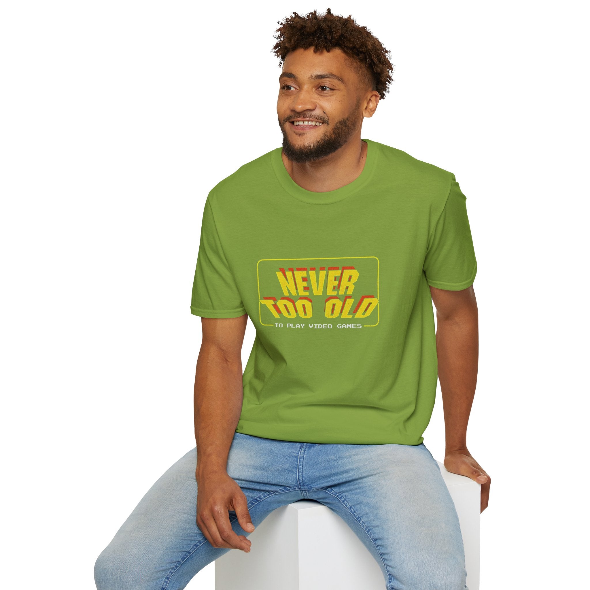 Never Too Old to Play Video Games Funny Retro Gamer T-Shirt
