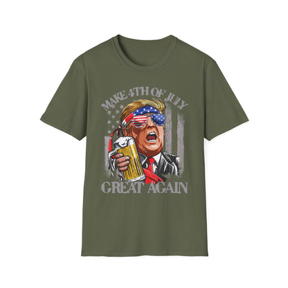Make 4th of July Great Again Trump Beer Drinking T-Shirt