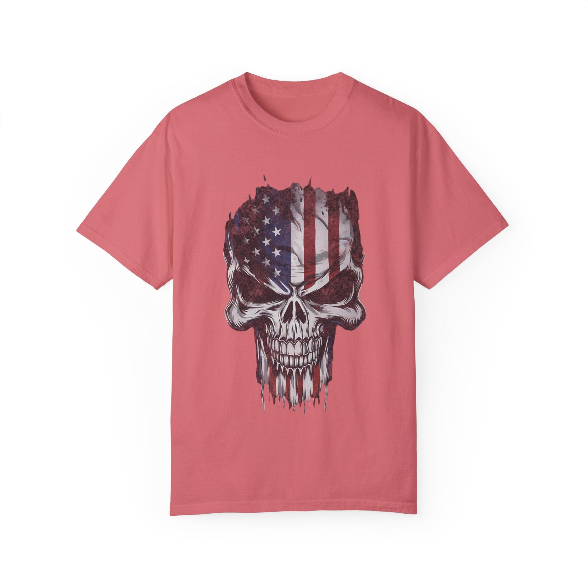 America Skull Face US Flag T-shirt
