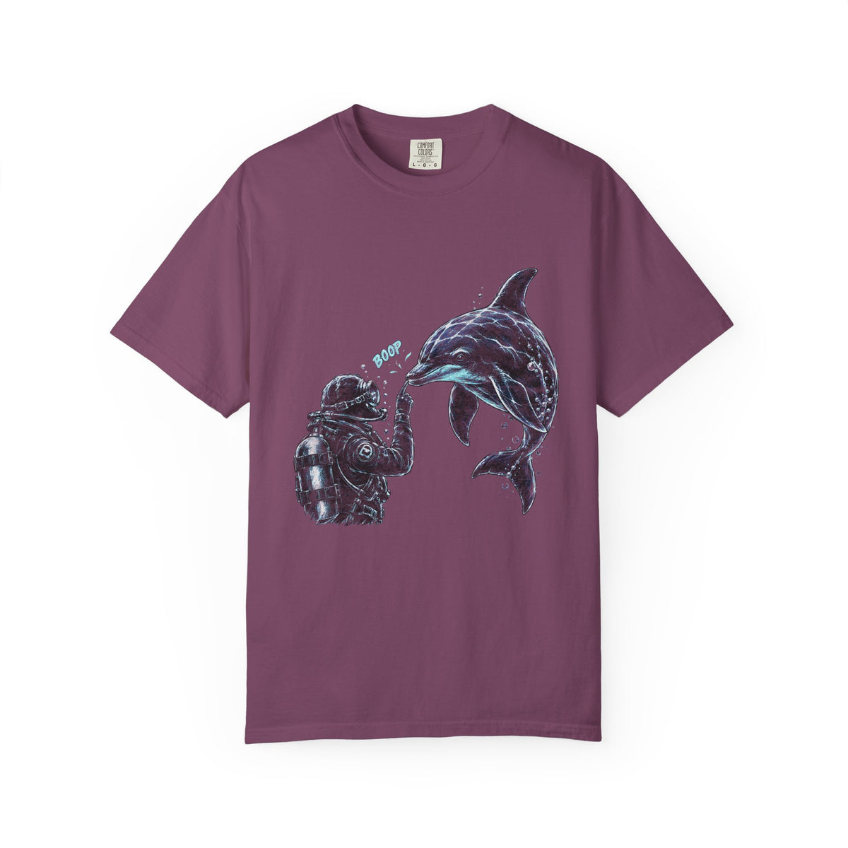 Scuba Diver Dolphin Shirt, Vintage Ocean Graphic Tee, Deep Sea Diver Gift, Cute Marine Life Apparel, Scuba Diving Lover Top | Comfort Col...