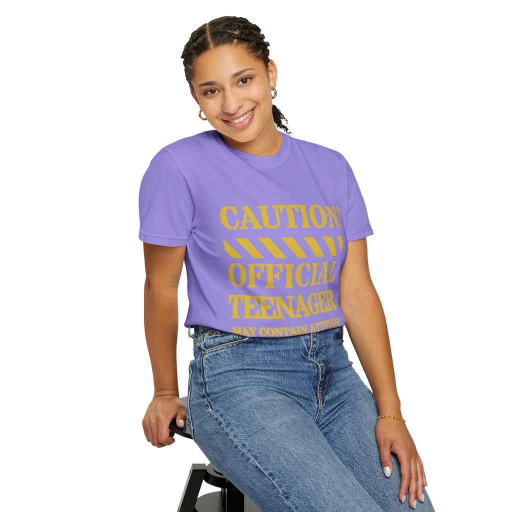Caution! Official Teenager T-Shirt — 'May Contain Attitude' Youth Graphic Tee