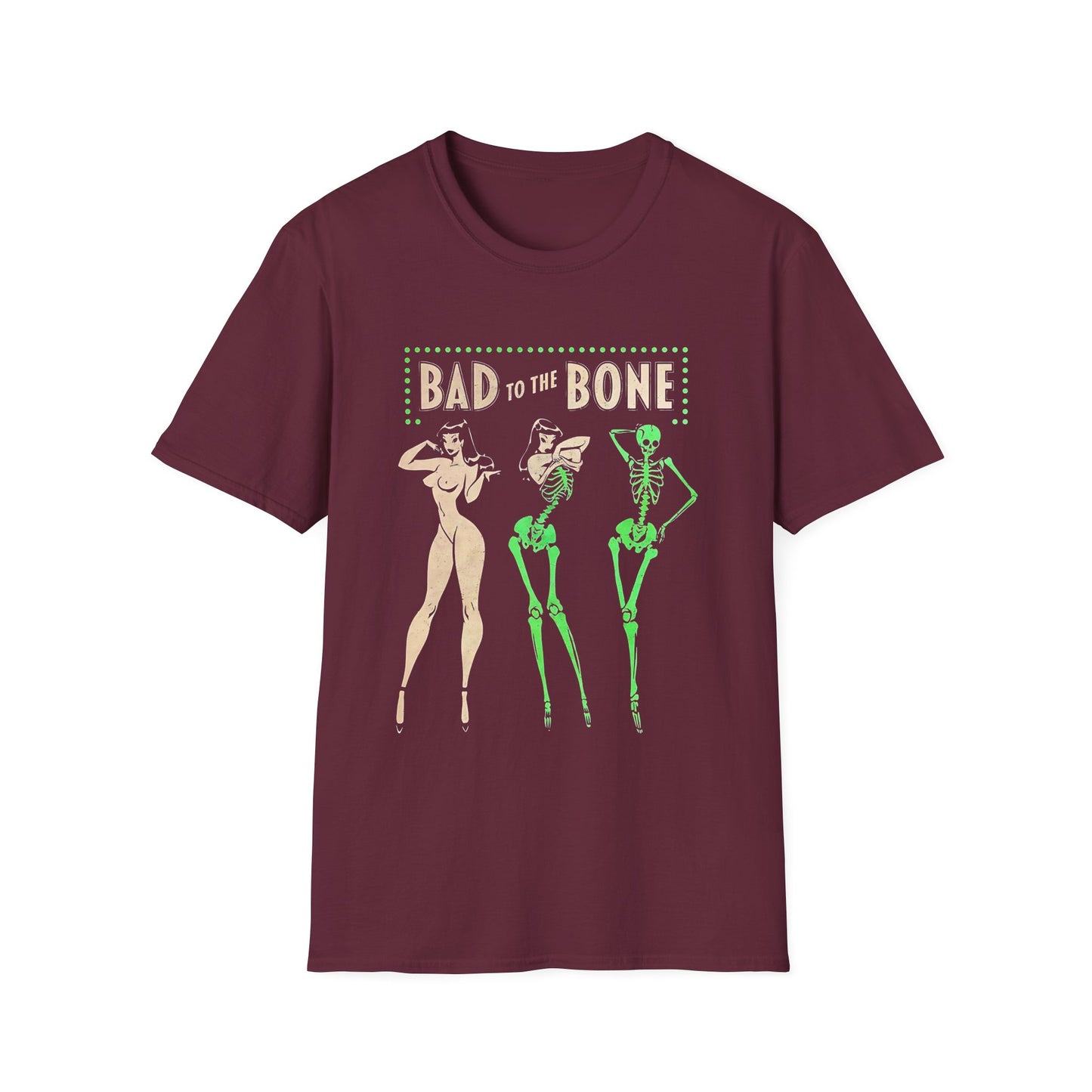 Bad to the Bone Halloween Skeleton Woman Baddie T-Shirt