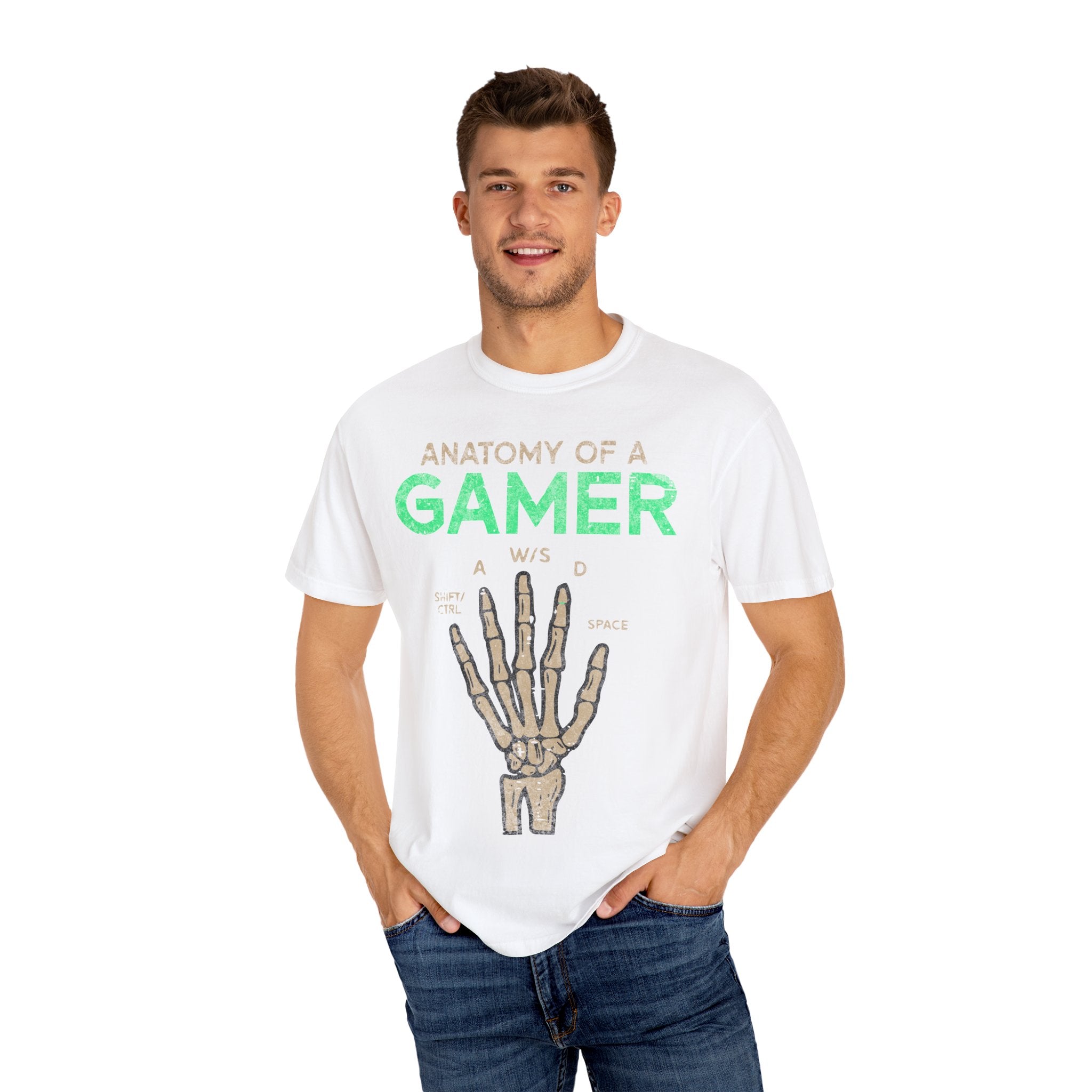 Anatomy of a Gamer – Skeleton Hand with Keyboard Gaming T-shirt