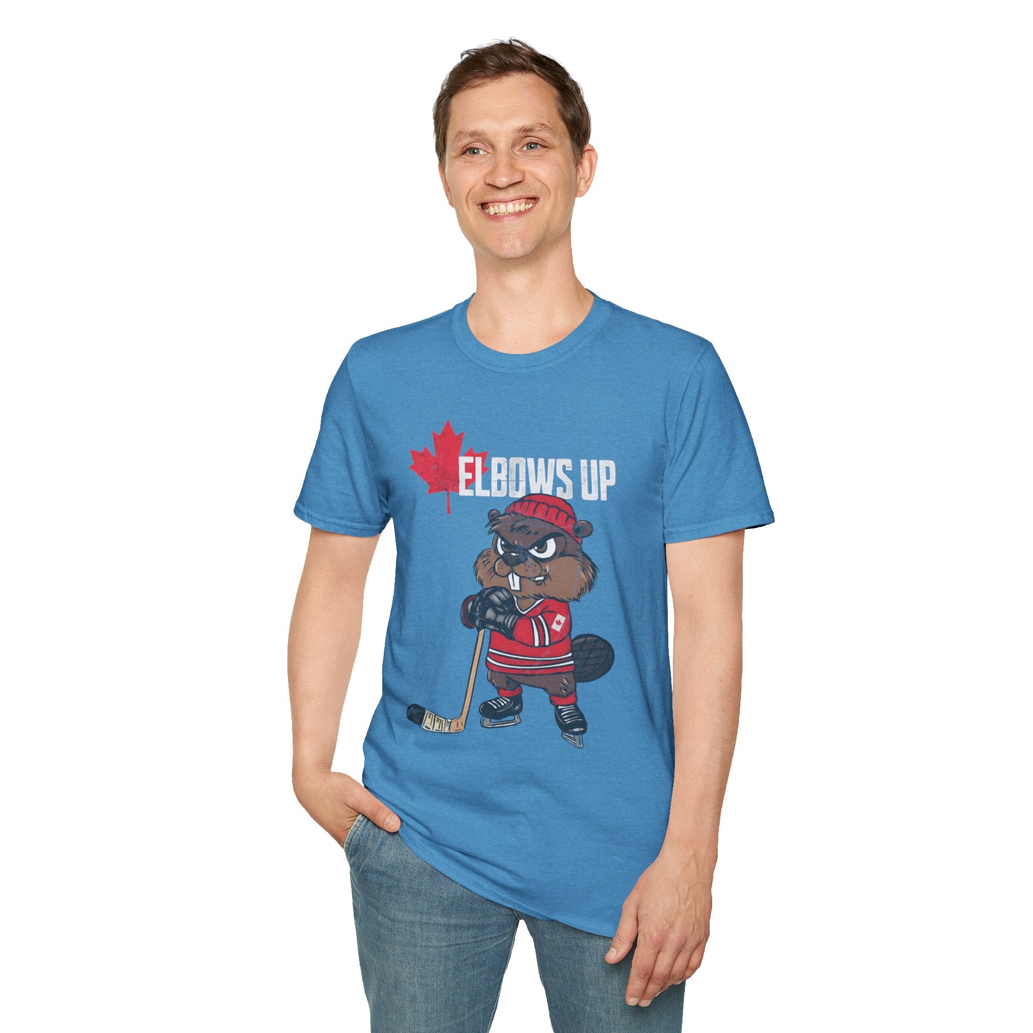 Beaver Hockey Elbows Up Canada Graphic Shirt