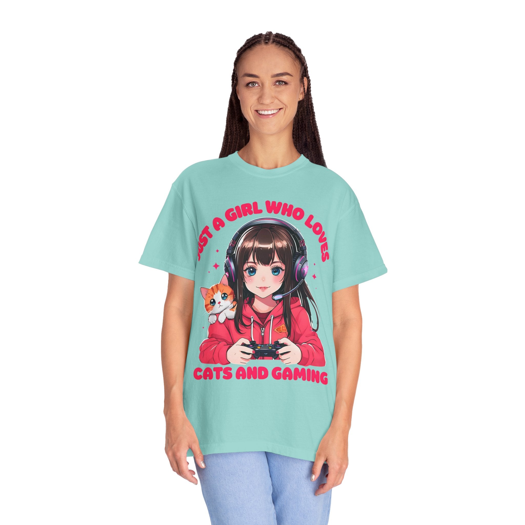 Just A Girl Who Loves Cats and Gaming T-shirt