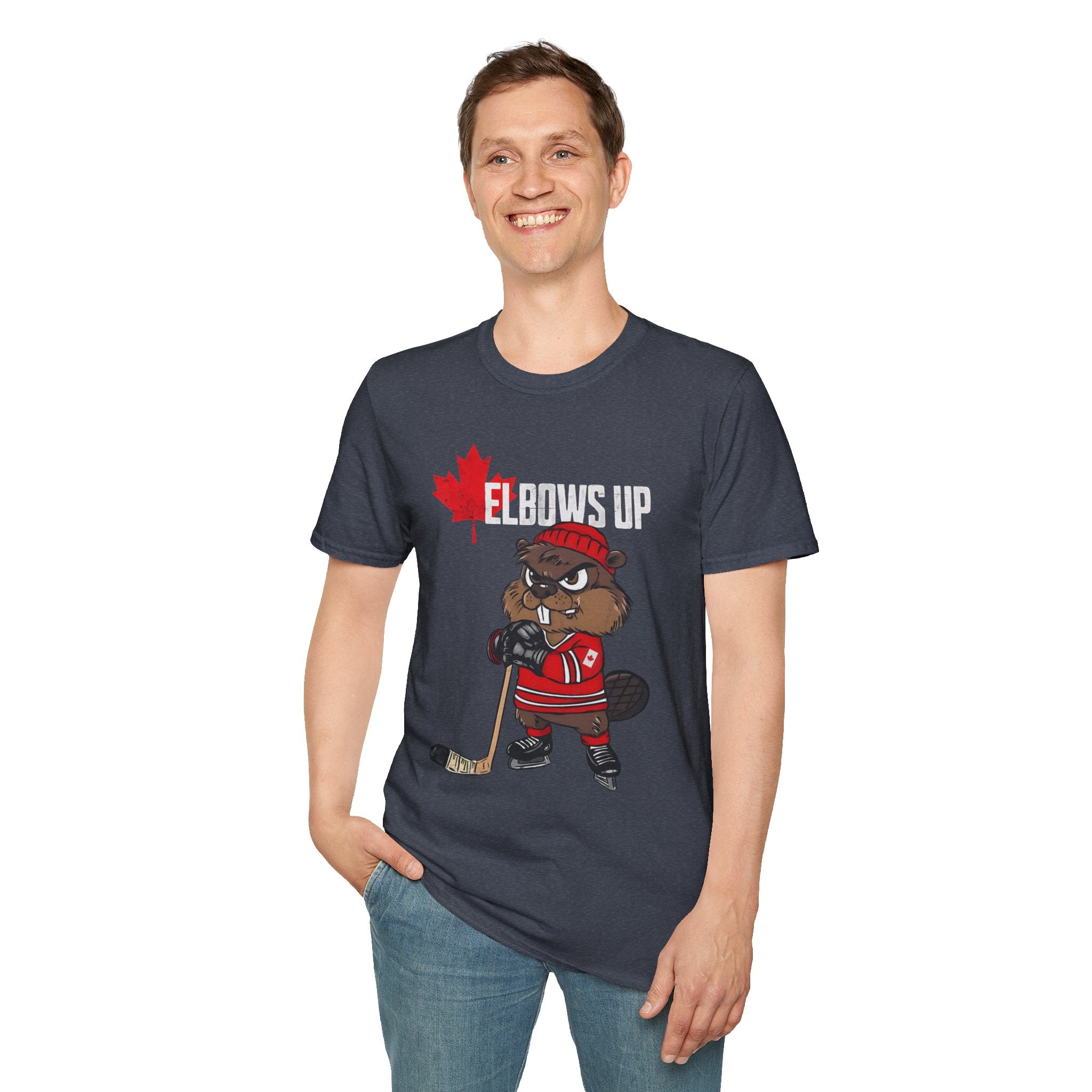 Beaver Hockey Elbows Up Canada Graphic Shirt