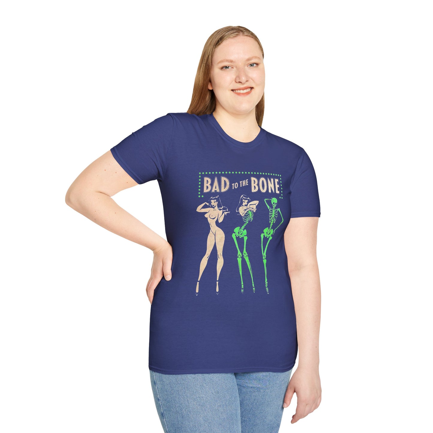 Bad to the Bone Halloween Skeleton Woman Baddie T-Shirt
