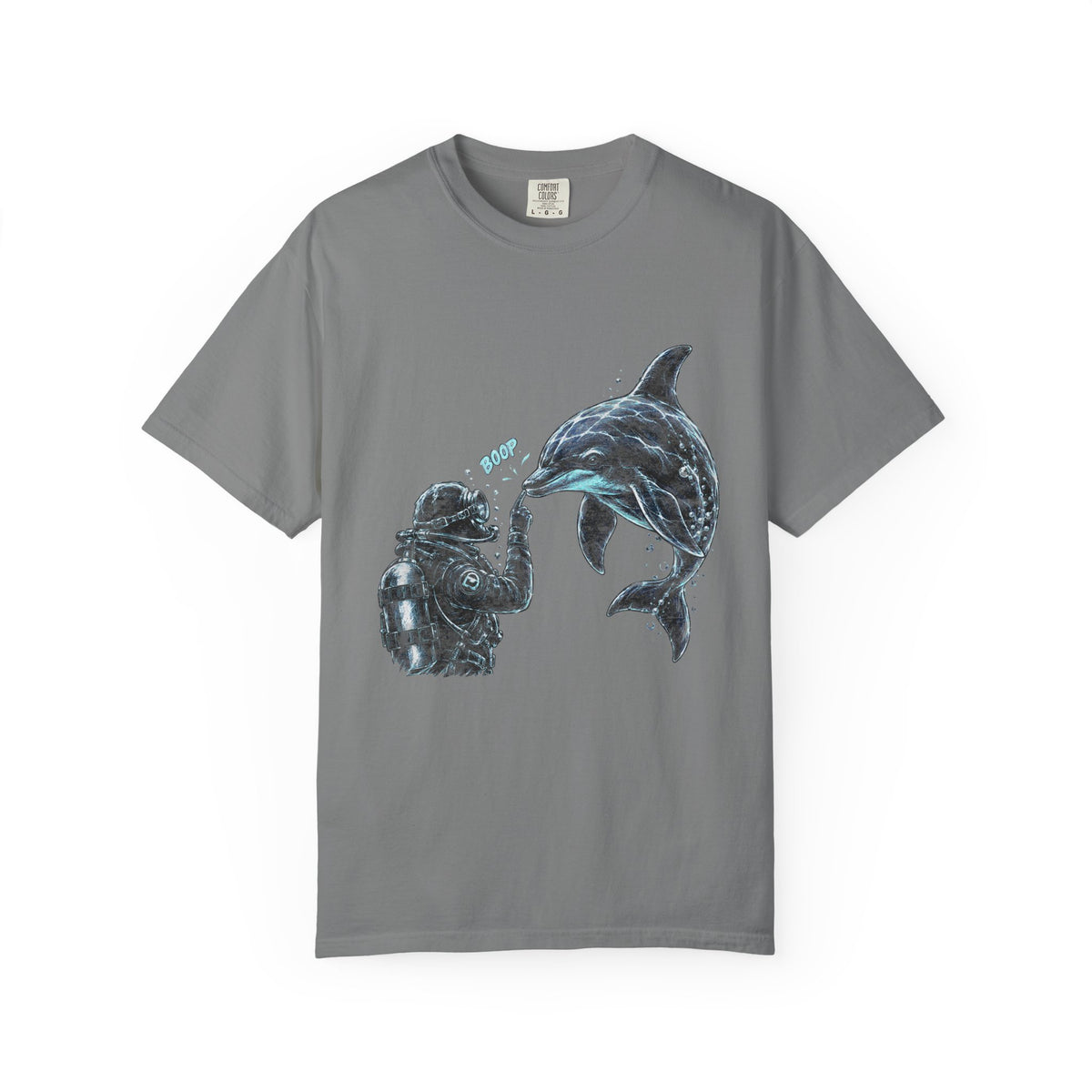 Scuba Diver Dolphin Shirt, Vintage Ocean Graphic Tee, Deep Sea Diver Gift, Cute Marine Life Apparel, Scuba Diving Lover Top | Comfort Col...