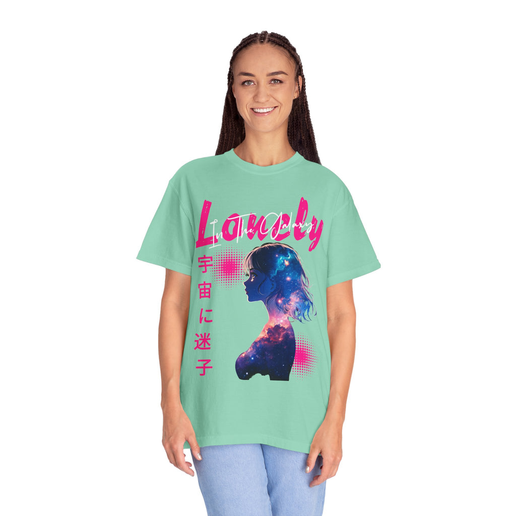 Lonely Space Galaxy Anime Girl T-shirt