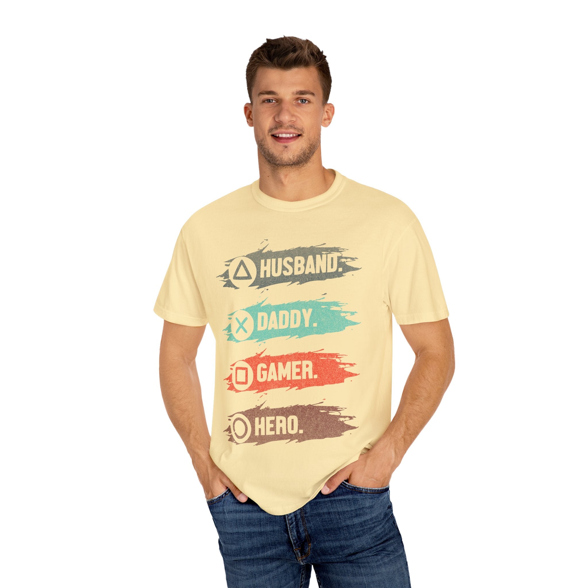 Husband Daddy Gamer Hero Funny Dad Gamer T-shirt