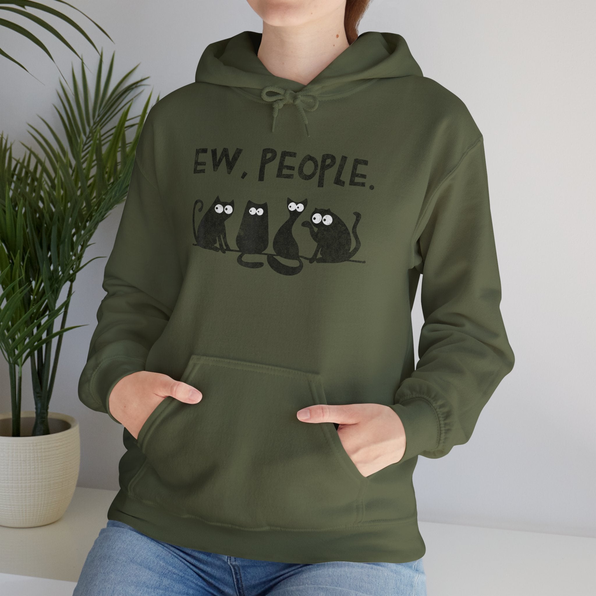 Funny Cats Ew, People Hooded Sweatshirt Hoodie