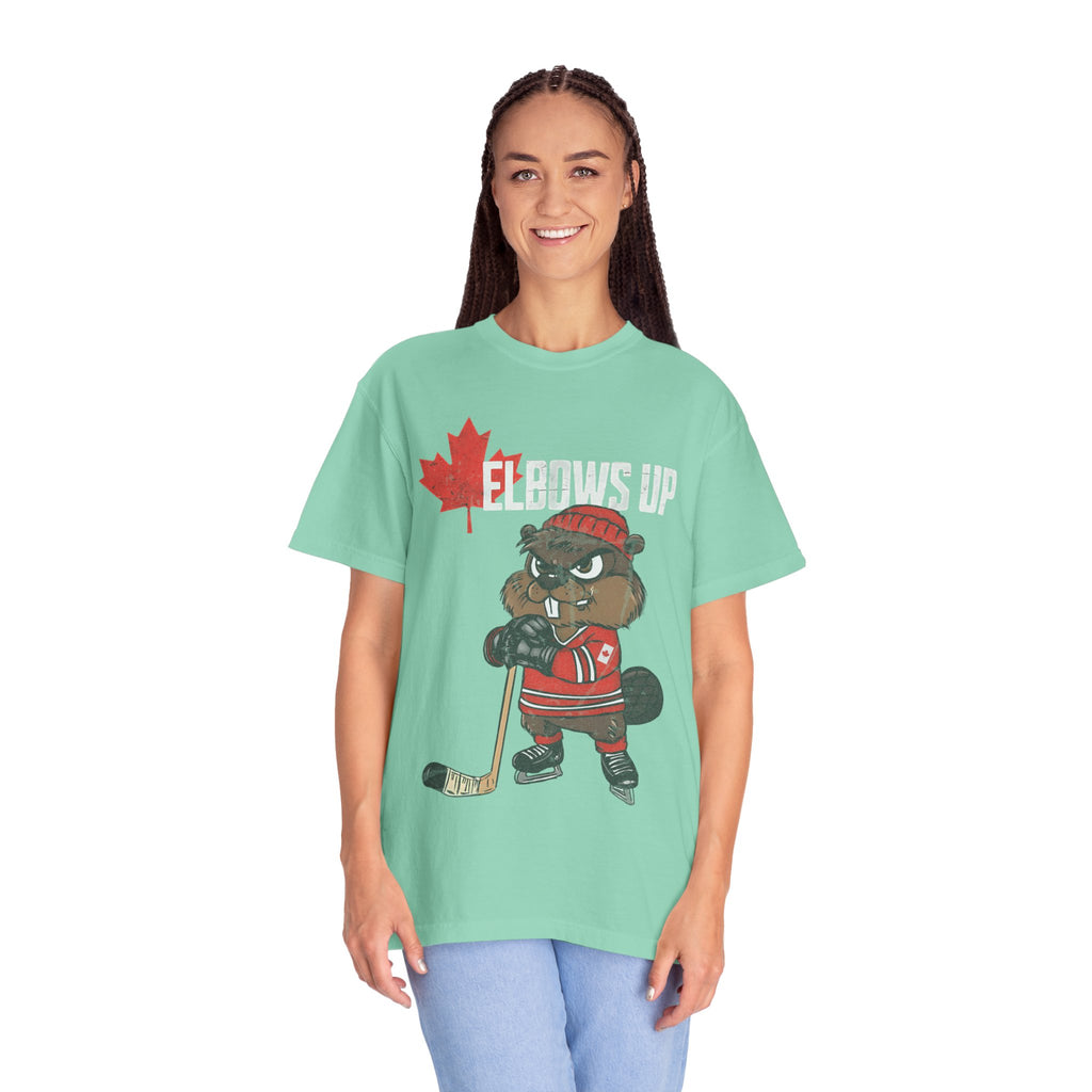 Elbows Up Canada Beaver Hockey Player T-shirt