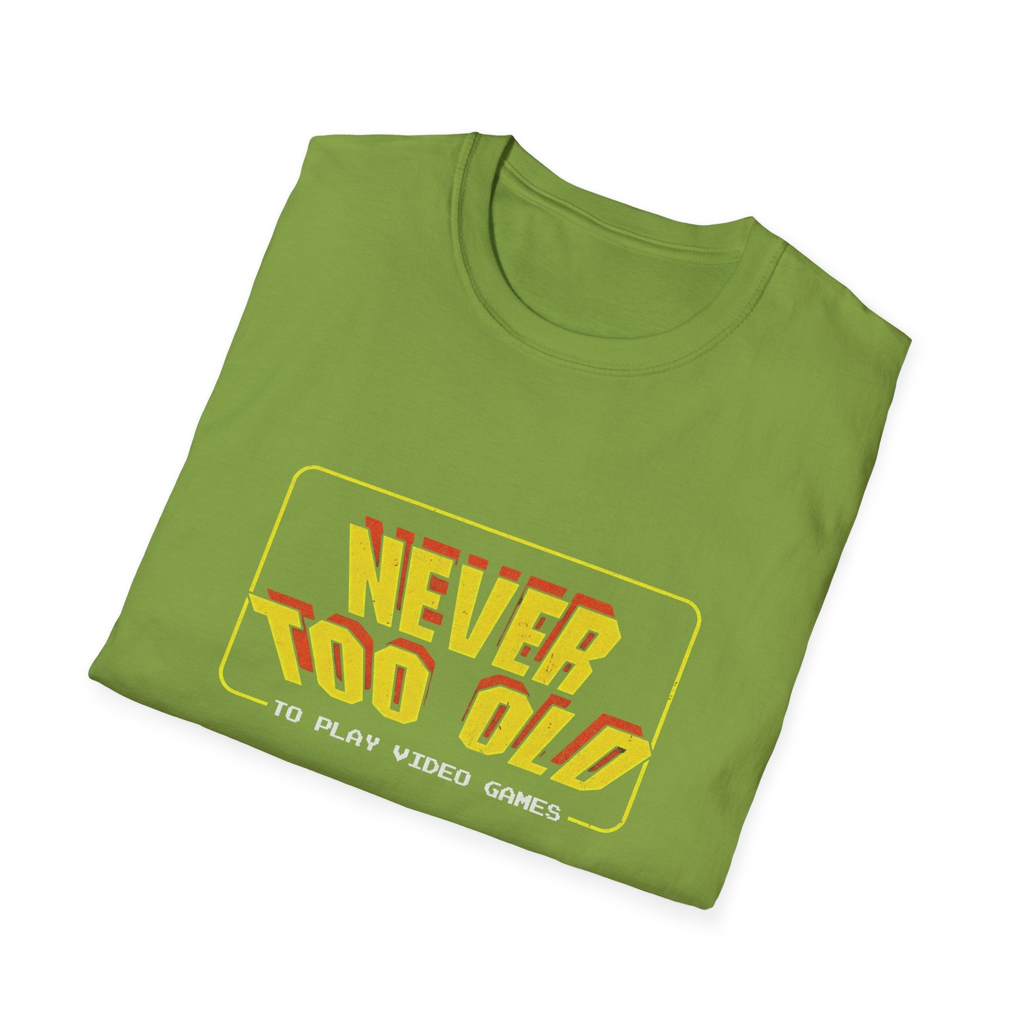 Never Too Old to Play Video Games Funny Retro Gamer T-Shirt