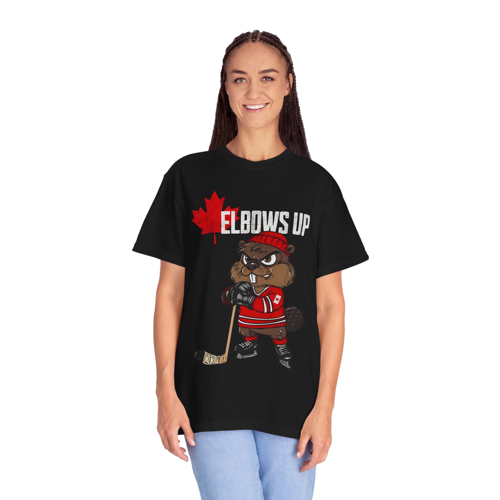 Elbows Up Canada Beaver Hockey Player T-shirt
