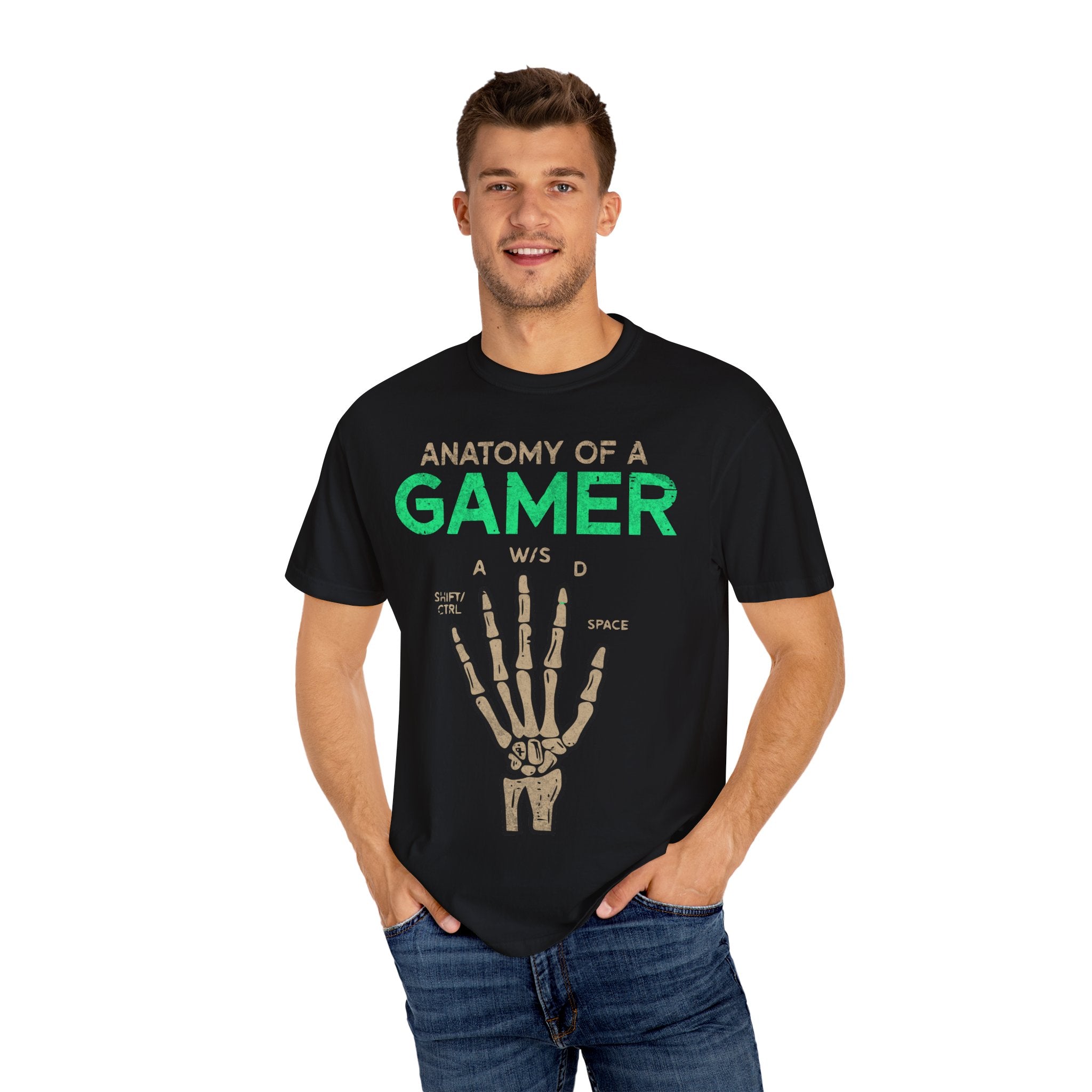 Anatomy of a Gamer – Skeleton Hand with Keyboard Gaming T-shirt
