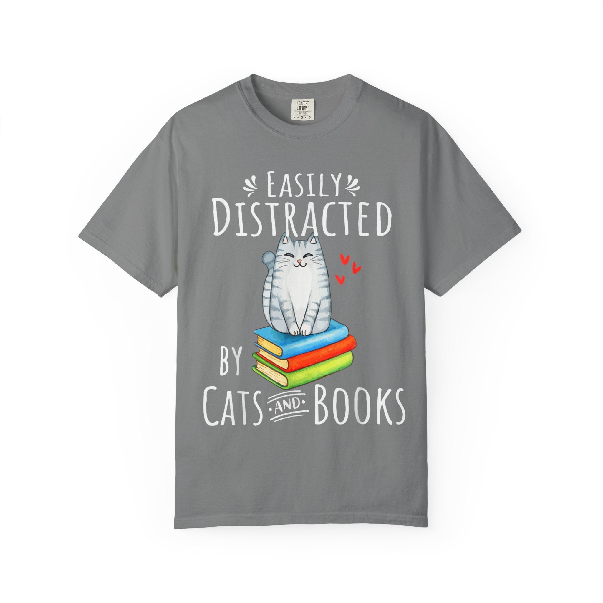 Easily Distracted by Books and Cats T-shirt